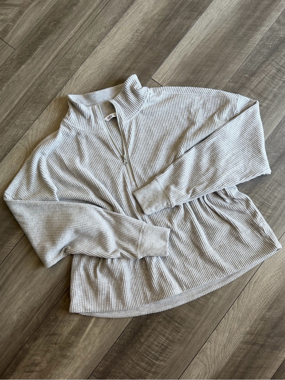 DSG Soft Rib-Knit 1/2 Zip Pullover Sweater Gray Women’s Size M Cozy Loungewear